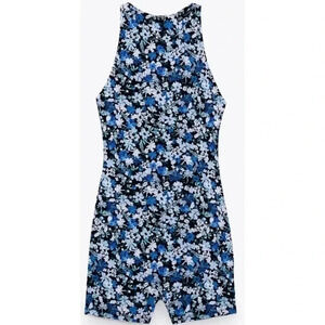 NWT Zara Blue Floral Jumpsuit